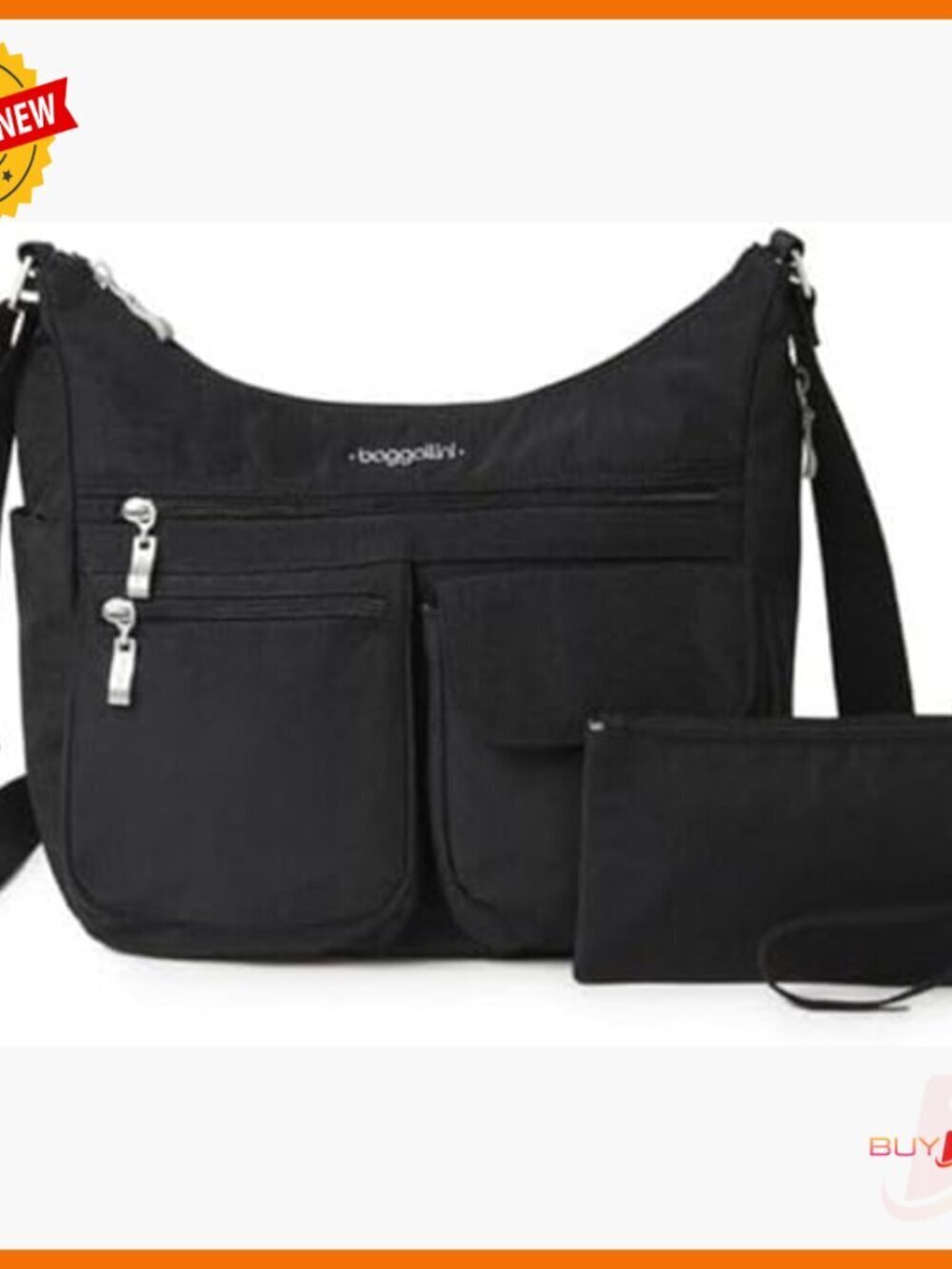 Lightweight Nylon Crossbody Hobo Bag 11x9 Water-Resistant Travel with RFID